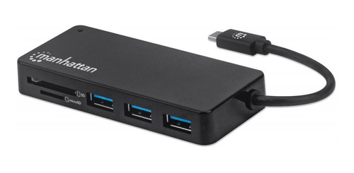 Hub 3 Puertos Usb A Y Lector De Micro Sd - Usb C Manhattan