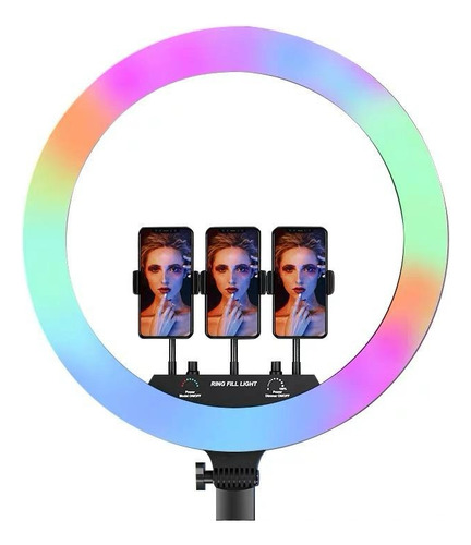 Ring Light Iluminador Rgb Led 46cm Tripé 2m Com 3 Suportes