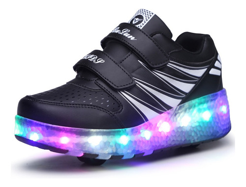 Zapatos Deportivo Con Ruedas Color De Luz Led Adultos Y Niño