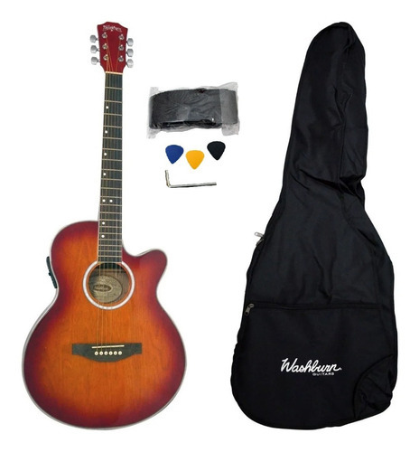 Guitarra Electroacustica Washburn Wa45cepak Paquete Msi Color Cherry sunburst Orientación de la mano Diestro