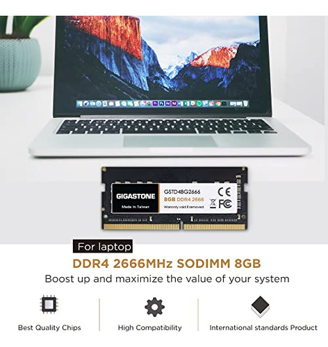 Ordenador Portátil Ram Gigastone De 8 Gb, Ddr4, 266 Mhz, Cl1