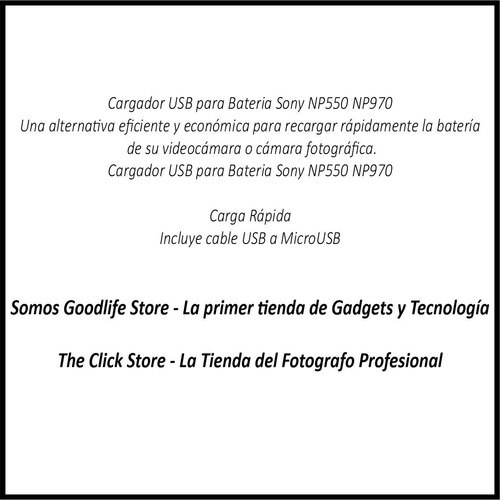 Imagen 5 de 7 de Cargador Usb Para Baterias Sony Np-f550 570 Camara Reflector