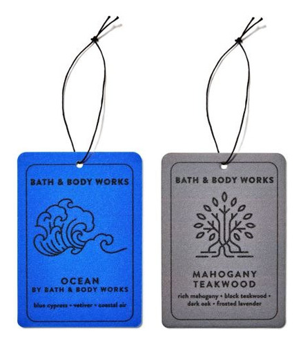 2 Aromatizantes Colgantes Para Auto Bath And Body Works Ocean Y Mahogany Teakwood