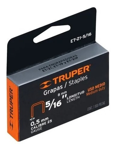 Grapas 5/16  8mm  Truper Cod: 2510972
