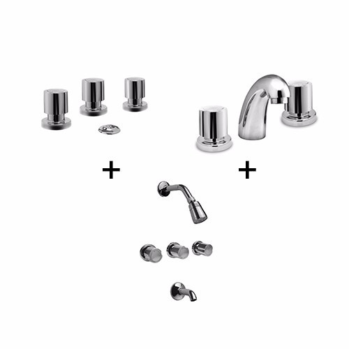 Set Juego Completo Baño Lavatorio Bidet Ducha Vol Metal