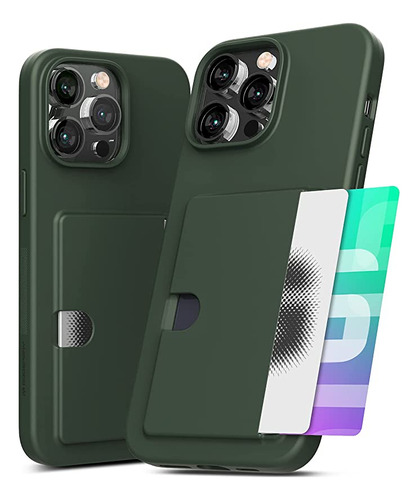 Funda Para iPhone 14 Pro Max+ Tarjetero (verde Oscuro)