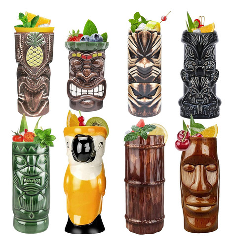 Juego De 8 Tazas De Coctel Tiki - Tazas De Ceramica Tiki ...