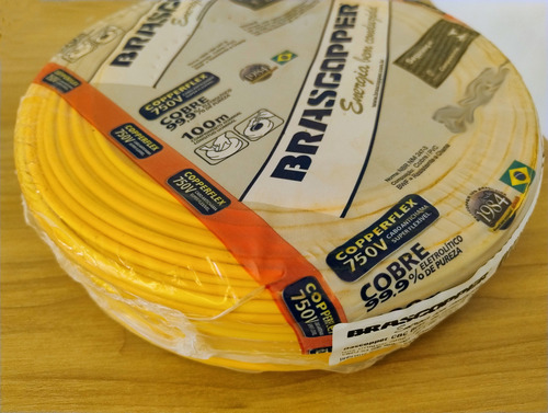 Cabo Flexível Amarelo 750v 2,5mm Rolo Com 100mbrascopper
