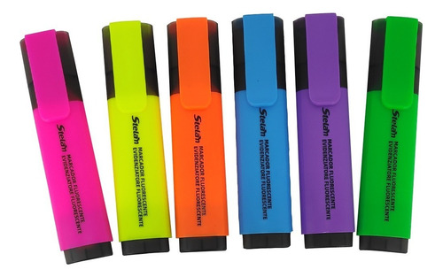 Set de iluminadores fluorescentes Resaltadores 6uds Stelan