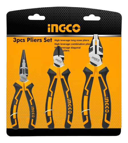 Set De Alicates 3 Piezas Cr-v Ingco Hkhlps2831