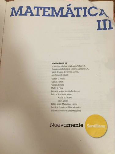 Libro: Matemáticas Iii Editorial Santillana