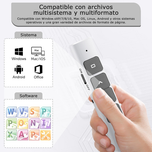 Apuntador Presentador Láser Inalámbric Remoto Usb Recargable Color Blanco