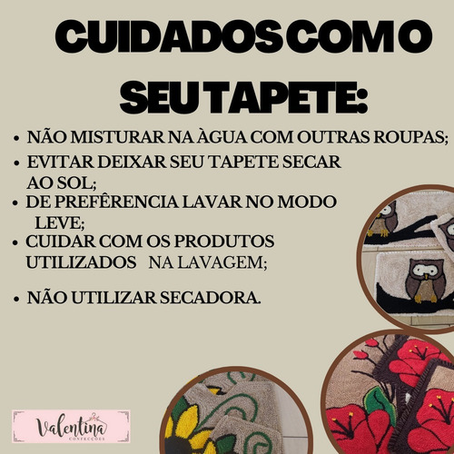 Tapete Frufru 3peçascafé Comleite Margarida Estilizada2metro