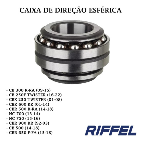 Caixa De Direção Esférica Cb 500 Cb500 2014 A 2018 Riffel