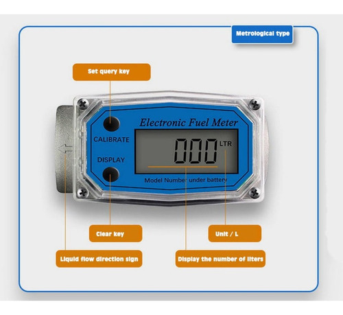 Imagen 3 de 4 de Medidor Flujo Digital Turbo Diesel Electrónico De 2 Pulgadas