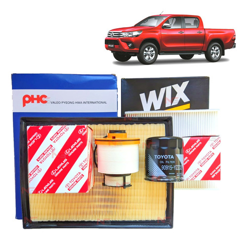 Kit Filtros Mantención Toyota Hilux 2016-2022 2.4/2.8  