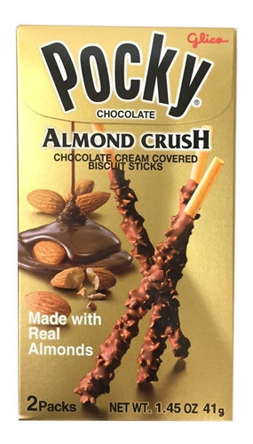 Pocky Almond Crush Galleta Cubierta Almendra Y Chocolate 41g