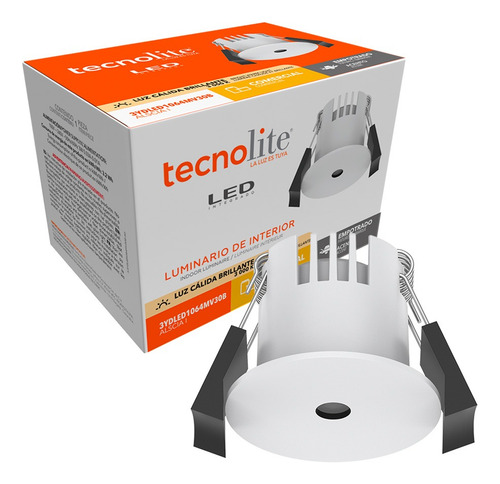Lámpara Downlight Led Empotrable 3w Luz Cálida Tecnolite