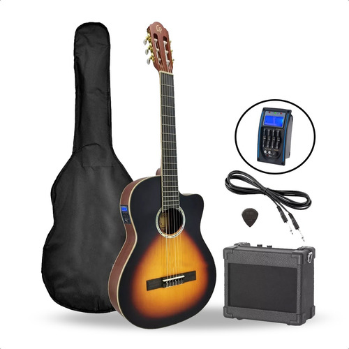 Guitarra Electroacustica Clasica Eq Afinador + Ampli + Funda