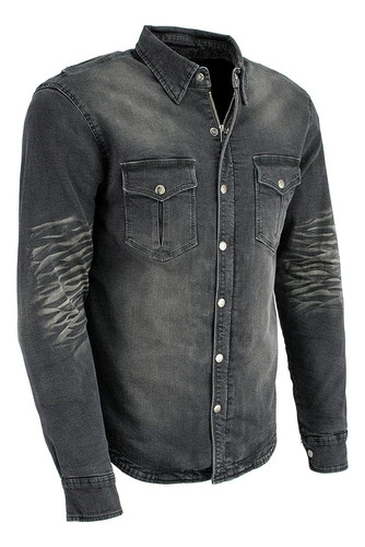 Milwaukee Leather Mpm1620 Camisa Motera De Franela Negra Par