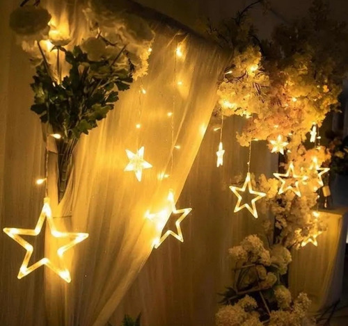 Cortina Luz Led Estrellas Exterior Cumpleaños Evento Navidad