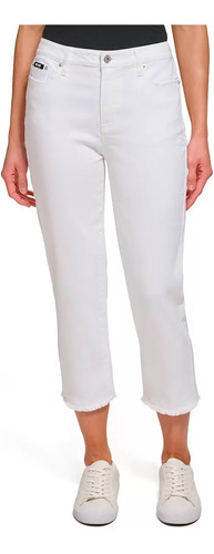 Pantalon Dkny Mujer Original Capri Casual Blanco Slim Fit