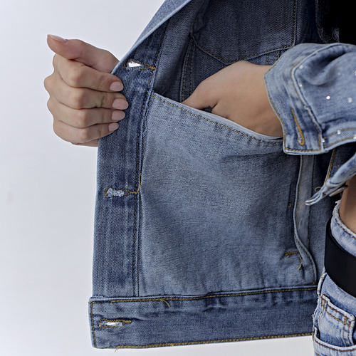 Campera De Jean Con Estrás Brillos Upminorista