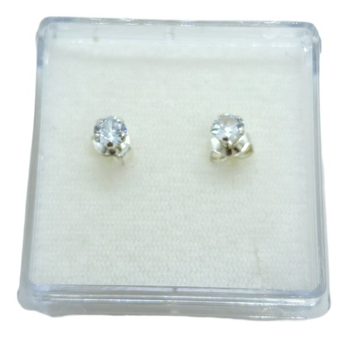 Aretes De Zirconia 4 Mm De Plata 925+estuche Bb11