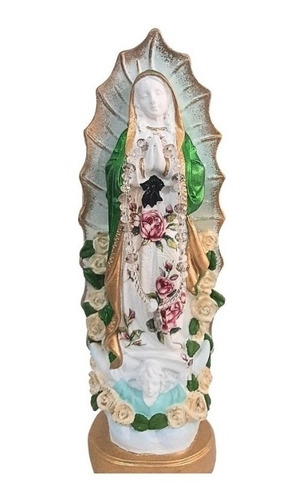 Virgen De Guadalupe Pintada A Mano 23 Cm En Técnica Decopage