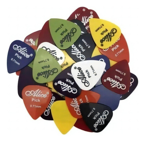 Caja X100 Plumilla Picks Guitarra Eléctrica Acústica Alice Color Multicolor Tamaño Variado