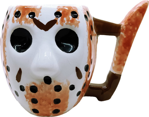 Taza Con Forma Jason Freddy Vs Jason Licencia Oficial Crema