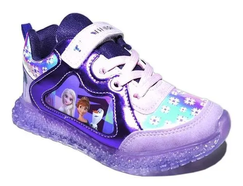 Tenis Con Imaginaci n 4122 Con Luces Ni a Frozen Lila 16