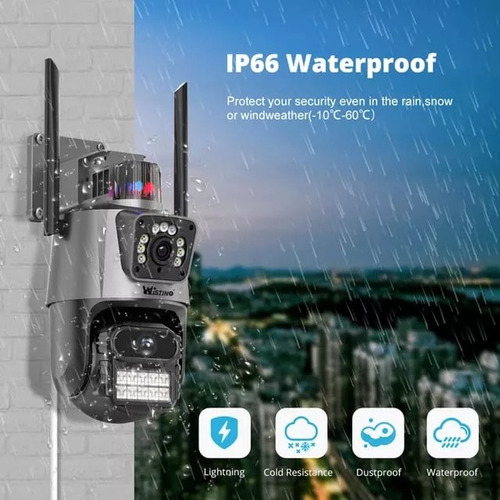 Kit 2 Câmera Dupla Wi-fi 4k Full Hd 6mp 8x Zoom + Cartão 32g Cinza-escuro