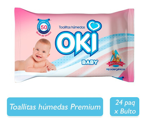 Oki Toallitas Húmedas Baby Lotion 50 Unid X 24 Paq