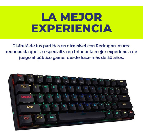 Teclado Redragon K530 Draconic Rgb Bluethooth Blanco