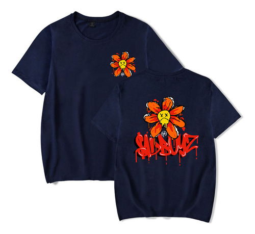 Camiseta Junior H Sad Boyz Flower Para Hombre, Manga Corta