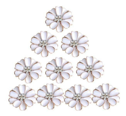 5x 10pcs Metal Diamante Flor Flatback Botones De