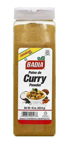 Imagen 4 de 6 de Curry En Polvo X 453 Gr Badia - Especias Premium Sin Tacc