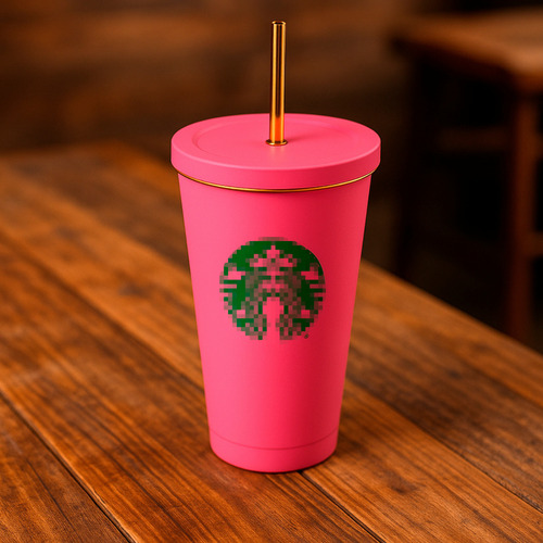 Vaso Liso De Metal De 600 Ml Con Tapa Y Popote Color Fucsia (clicuc)