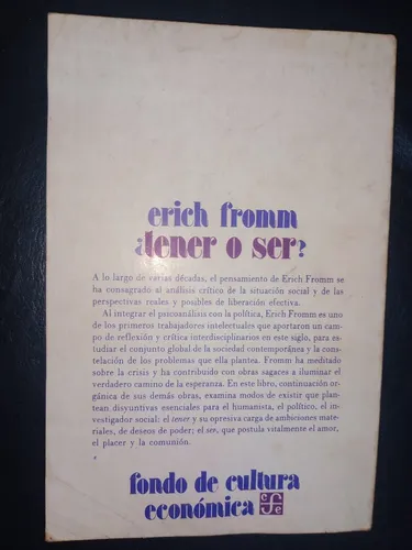 Libro Tener O Ser Erich Fromm