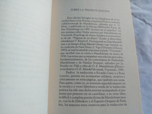 Cuadernos De Voronezh Osip Mandelstam Igitur Poesia 1999 (Usado)