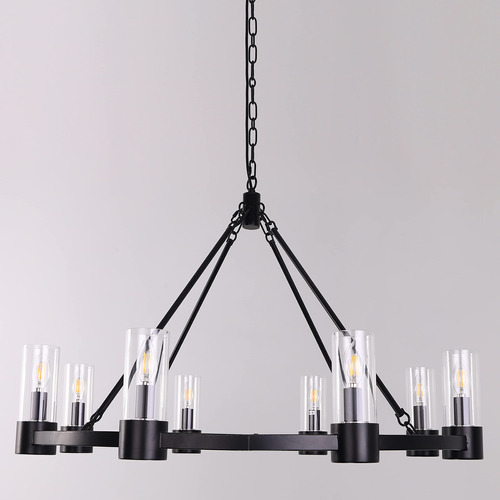 Candelabro Negro Granja 38  8 Moderna Luz Rueda Vagon Para