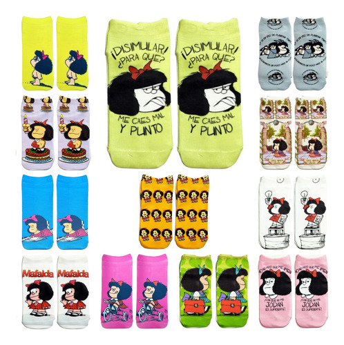 Medias Tobilleras Sublimadas Mafalda Unisex X12