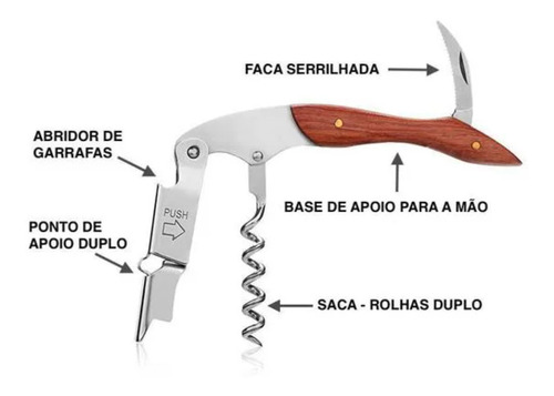 Sq Abridor De Vinho Profissional Com Estojo E Cortador
