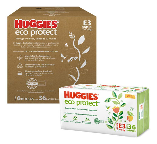 Pañales Huggies unisex XG en pack de 6 x 36 unidades
