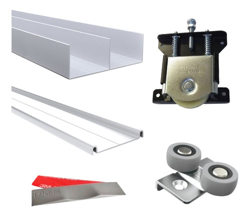 Kit Frente Placard Corredizo Aluminio D52 3 Mt 3 Pt Cima M.