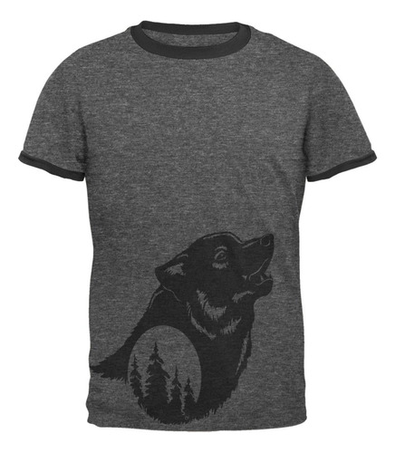 Camiseta Con Timbre Para Howling Wolf Moon Silhouette