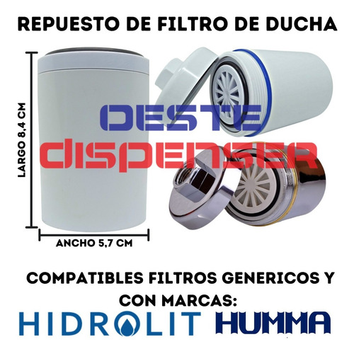 Imagen 2 de 8 de 2 Repuestos Filtro Para Duchas Humma Hidrolit 6 Etapas Sf-02