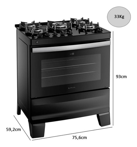 Fogão 5 Q Piso Automático Com Mesa De Vidro - Atlas Ágile Up