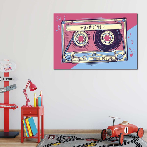 Cuadro Musica Cassette Baile Juvenil Canvas 90x60